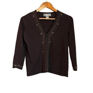 Norton Mcnaughton petites ramie blend knit cardigan